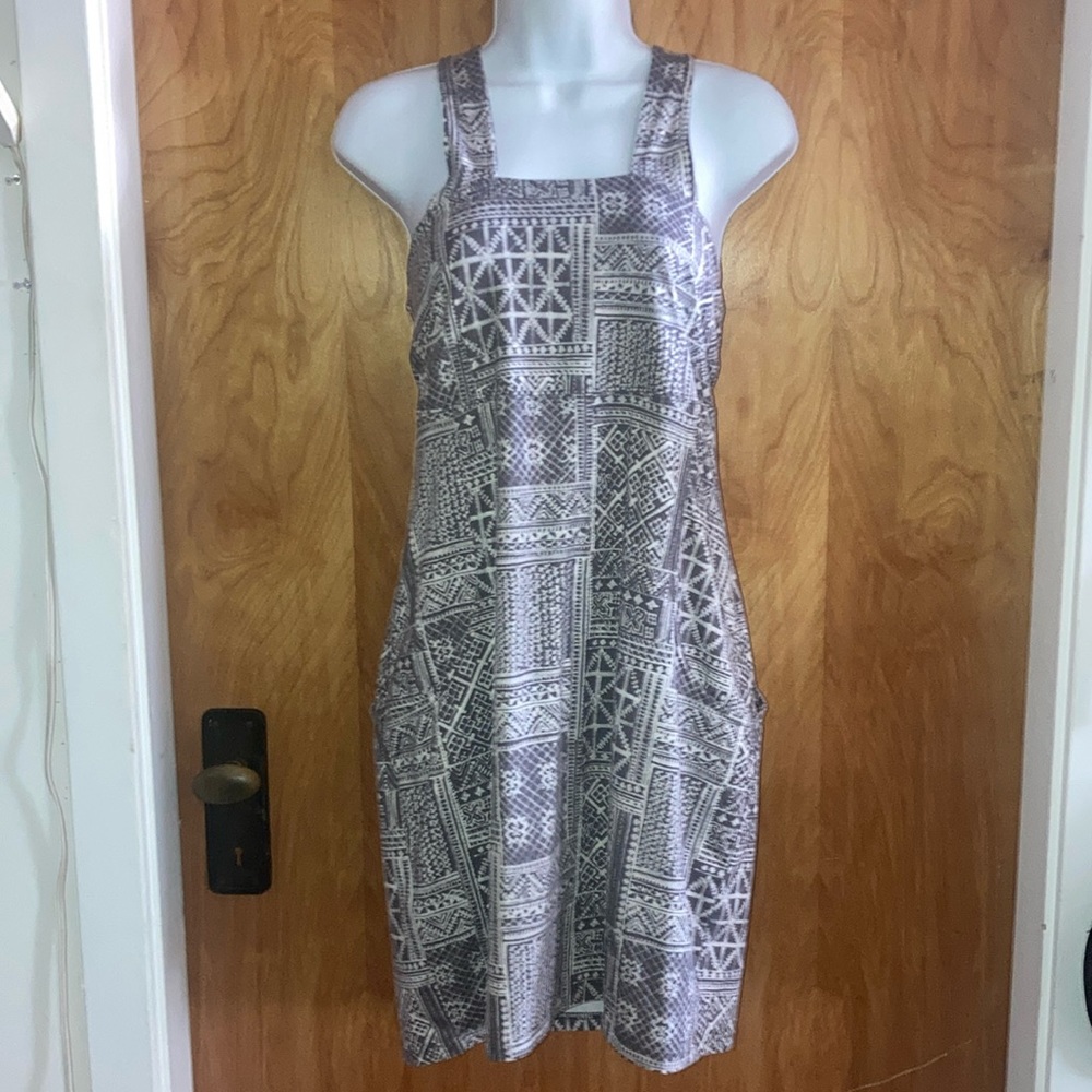 Boutique Brand Soft & Stretchy Gray Aztec Boho Printed Dress - Size S